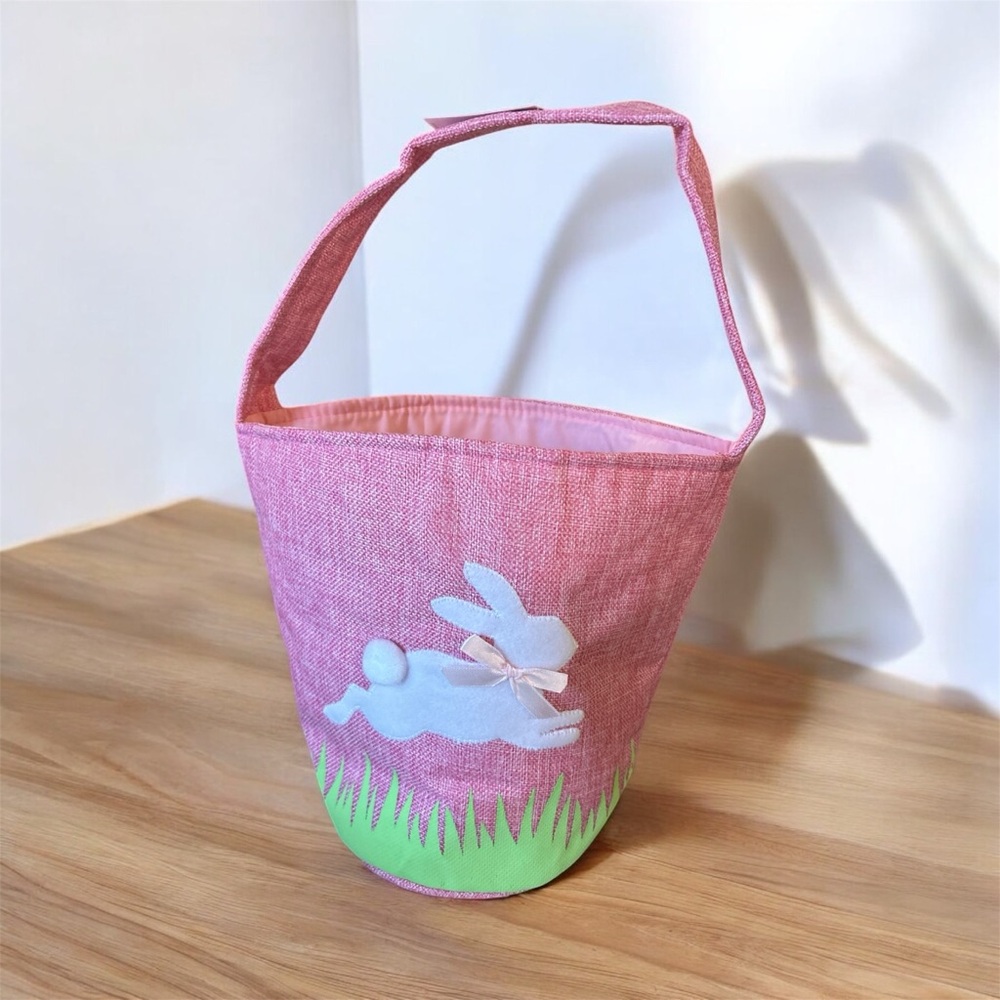 New!! Large Pink Bunny Basket - foldable easy carry